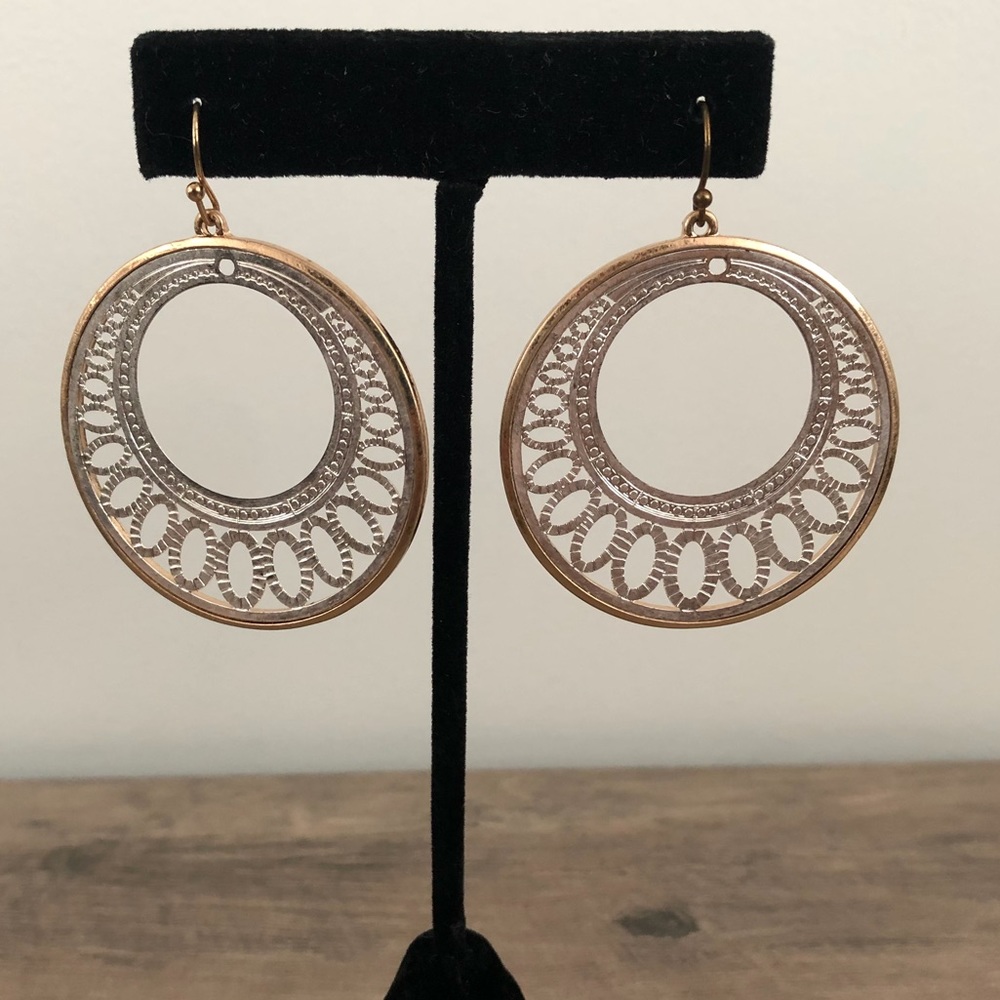 Two Tone Round Earrings